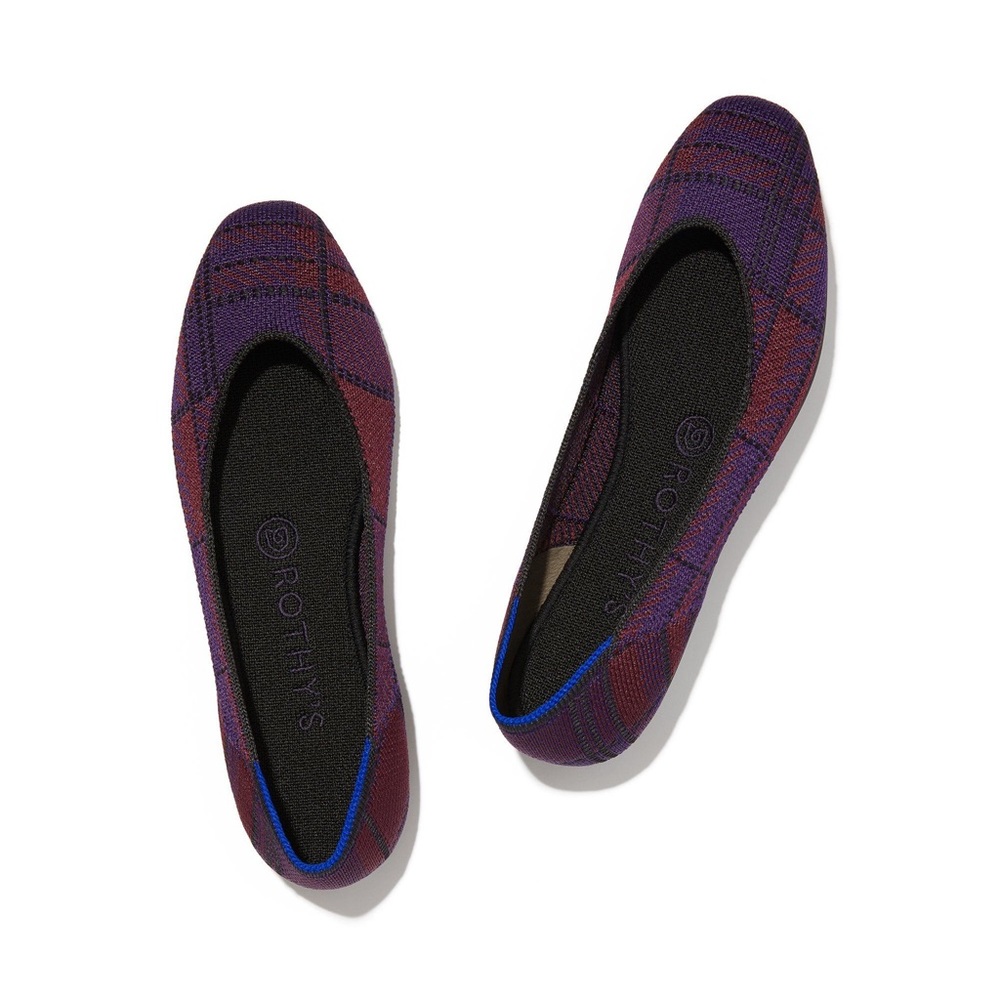 New in box Rothys cranberry plaid square